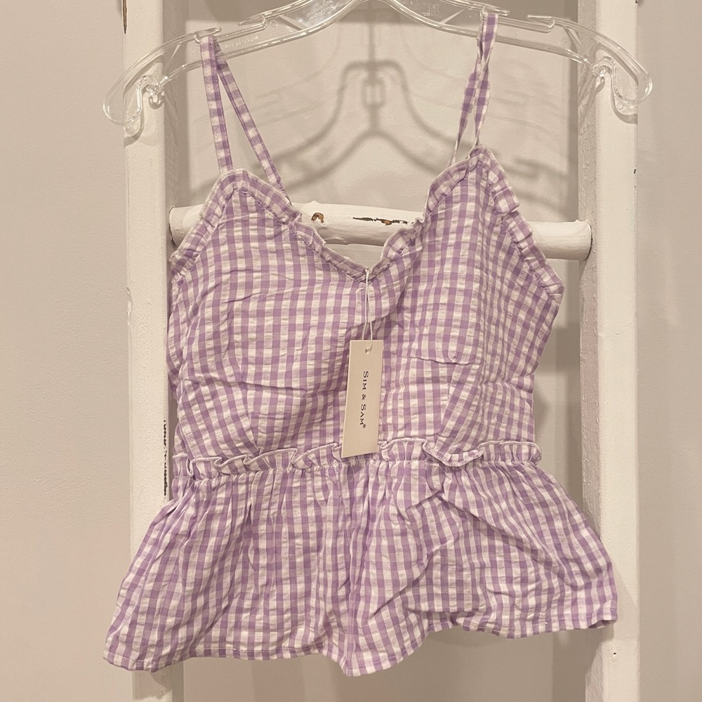 Sim & Sam Purple Gingham Tank Top / New with Tags
